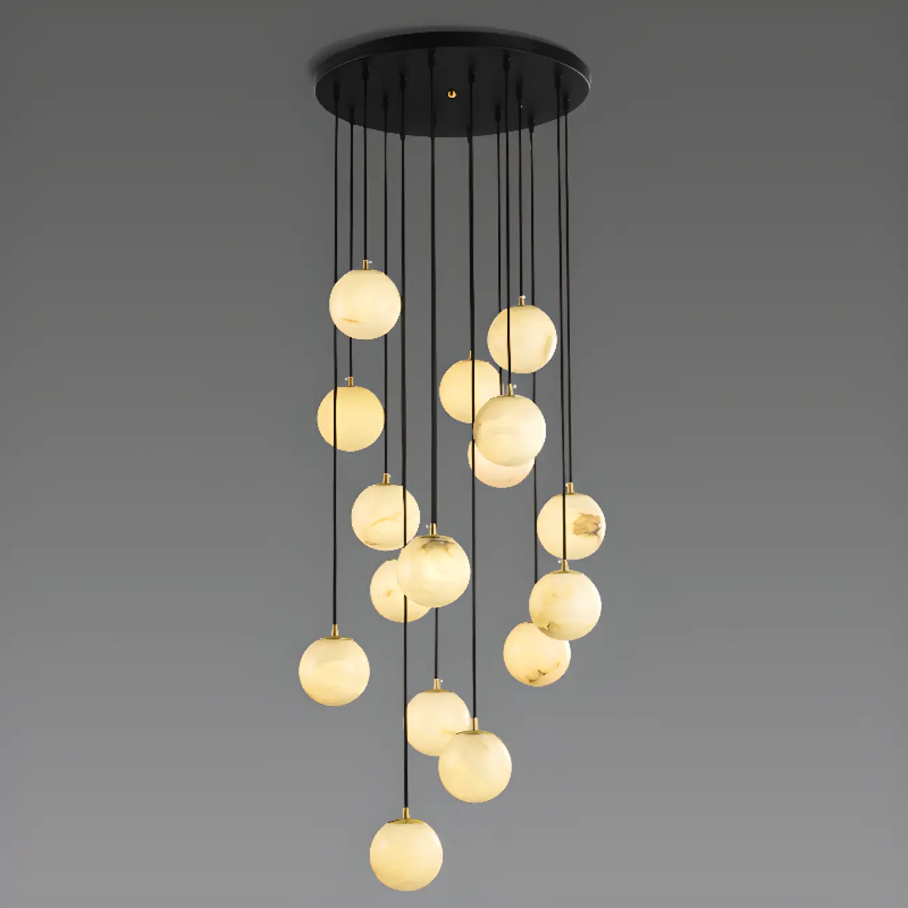 Adjustable Modern Stone Globe Rope Pendant Light