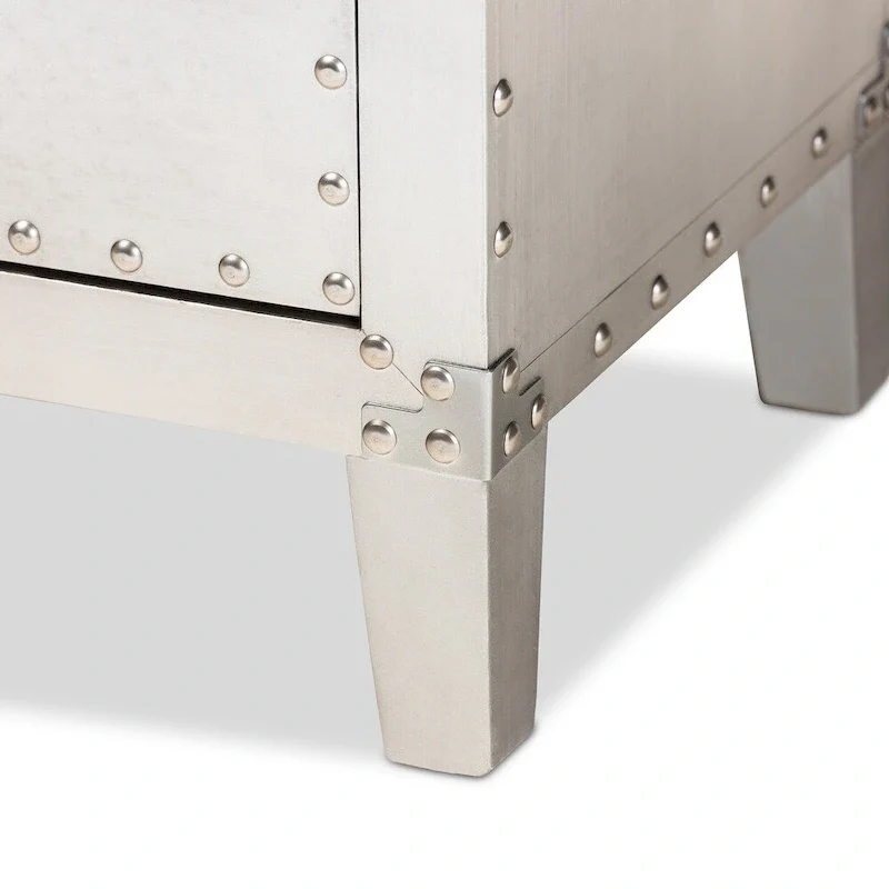 Baxton Studio Claude French Industrial Silver Metal 3-Drawer End Table