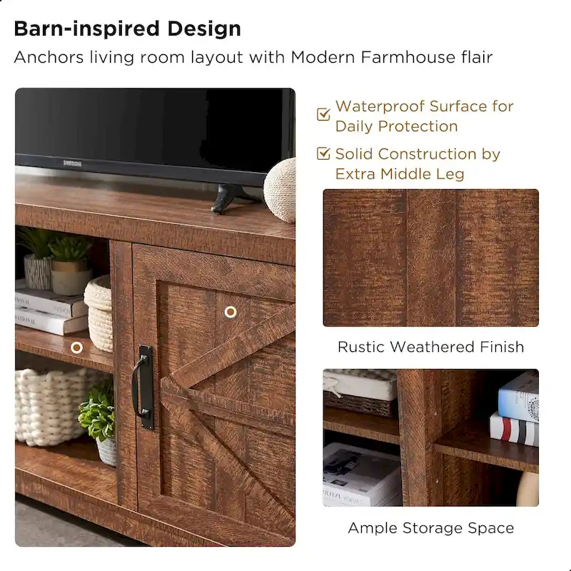 Farmhouse TV Stand, Television Console Table, Entertainment Center