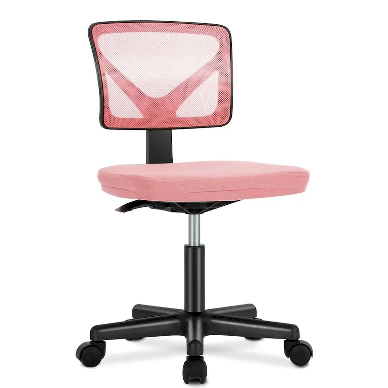 Armless Small Office Desk Chair with Back