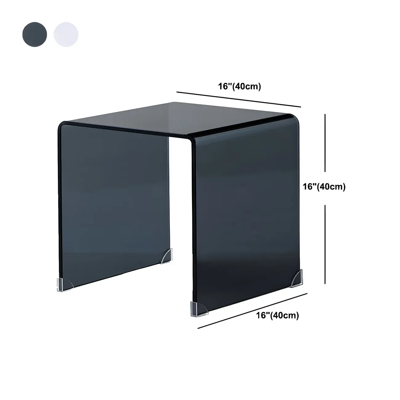 Stylish Clear Glass Nightstand with Open Shelf