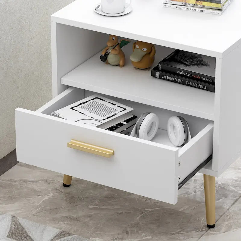 One Drawer Nightstand With One Open Shelf