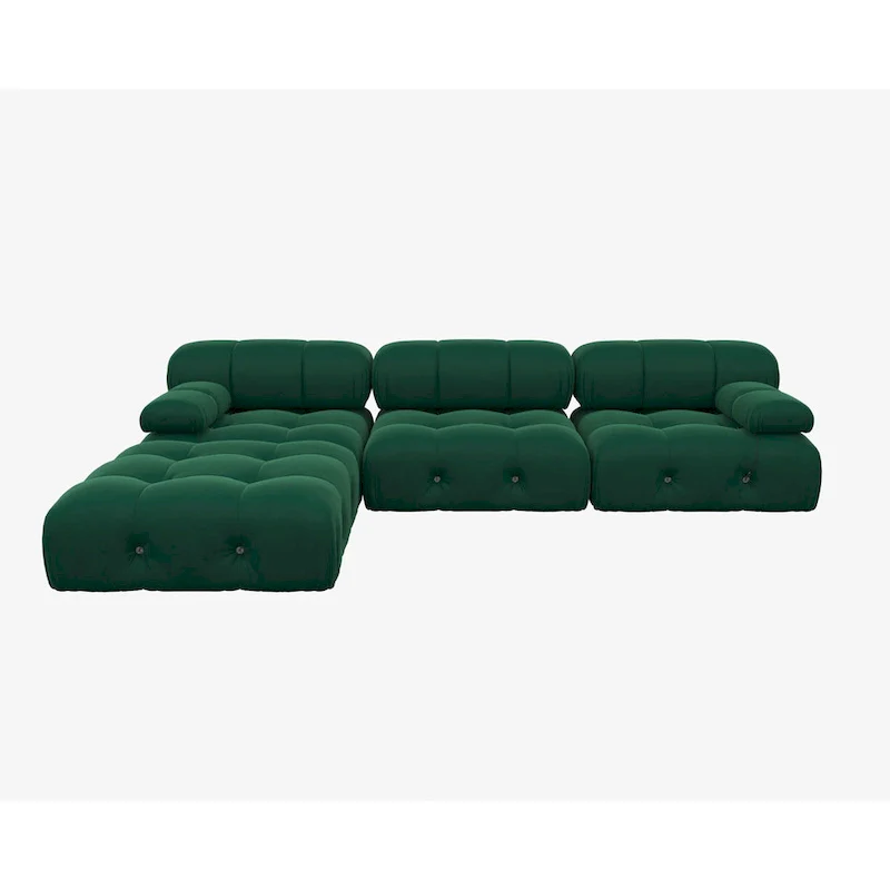 104 Wide Velvet Reversible Modular Sofa & Chaise with Ottoman