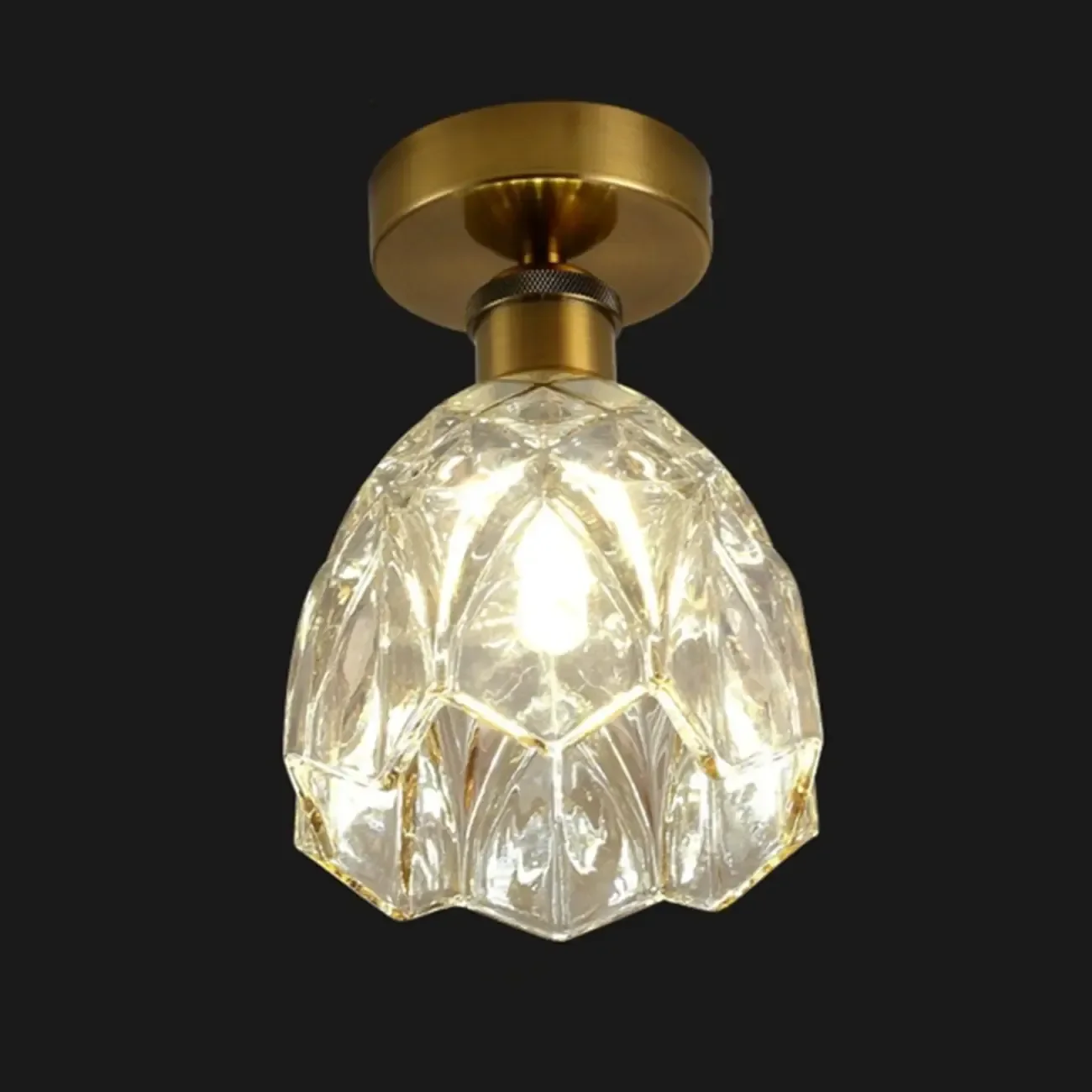 Black Conical Clear Glass Modern Semi Flush Ceiling Light