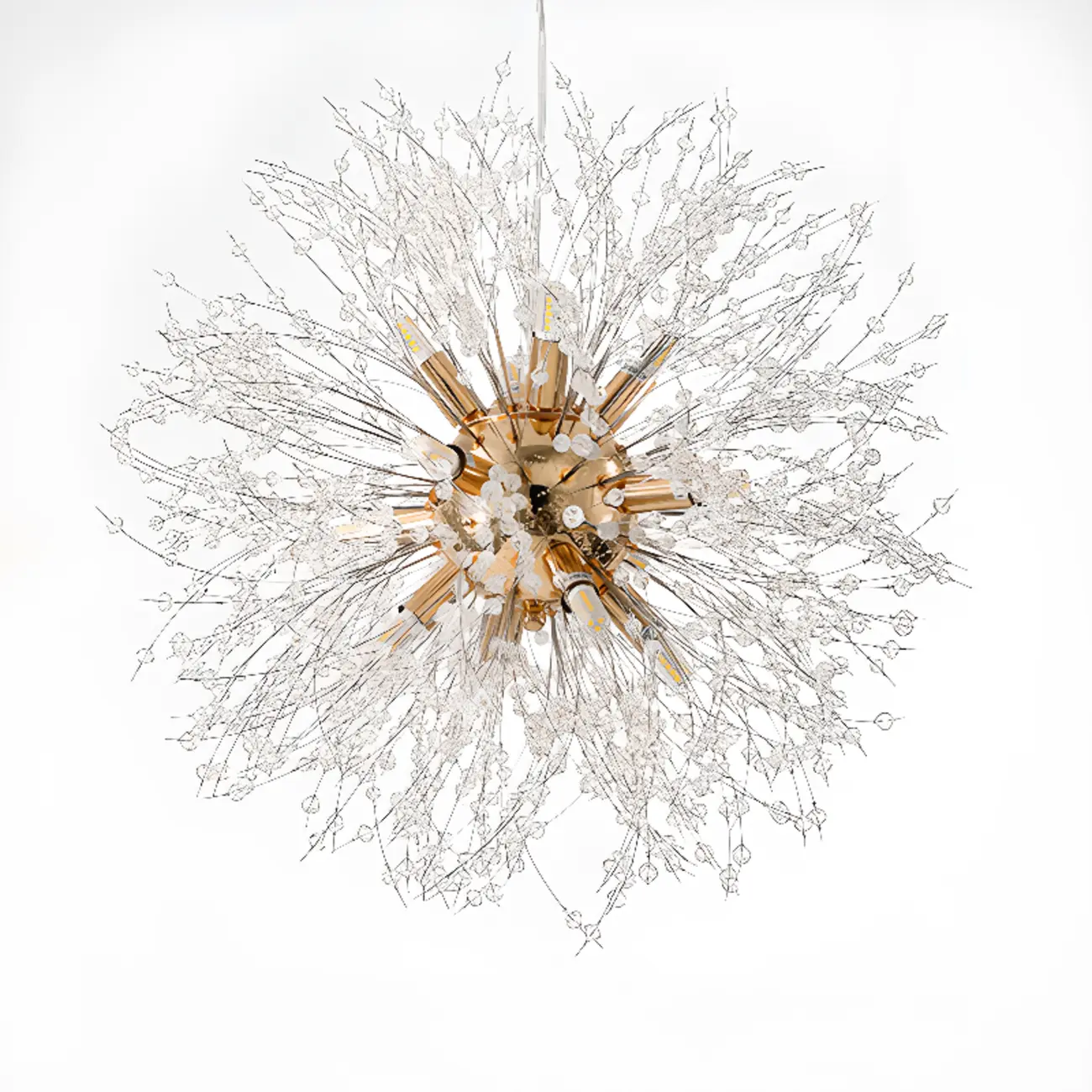 Modern Crystal Globe Chandelier with Starburst Design