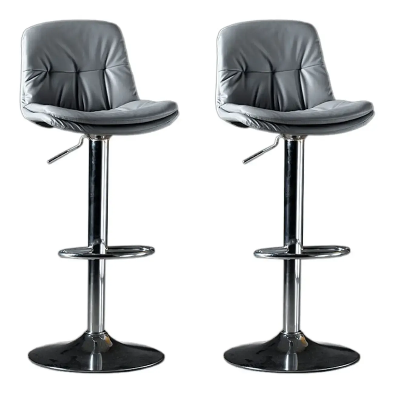 Adjustable Leather Low Back Swivel Bar Stool