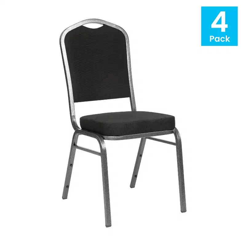 Black Crown Back Stacking Banquet Chair, Set of 4