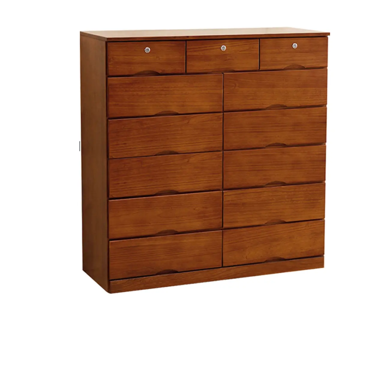Natural Wood Double Dresser with Lockable Drawer