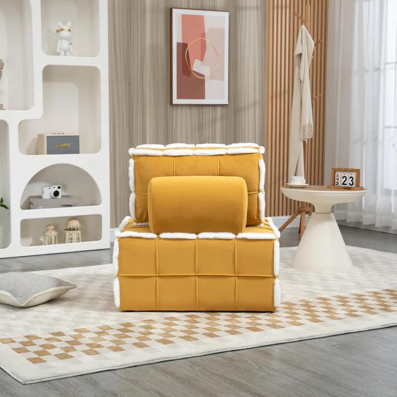 Upholstered Deep Seat Armless Chair Accent Single Lazy Sofa Lounge