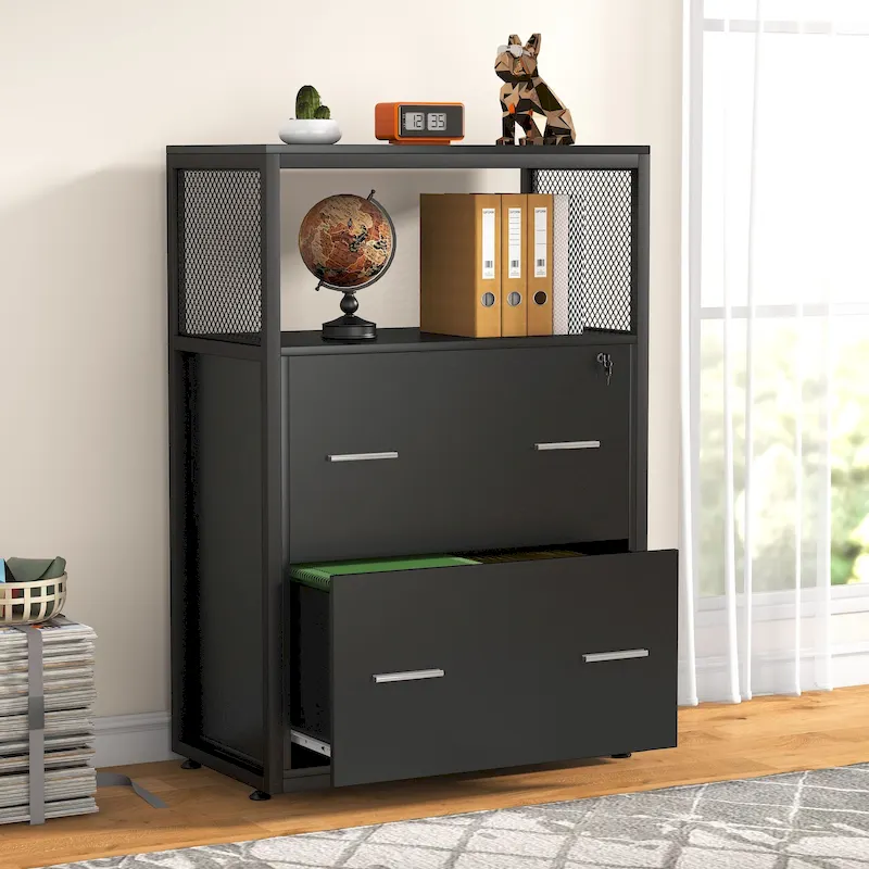 2-Drawer Lateral File Cabinets Legal Size, Large Filing Cabinet with Lock, Printer Stand