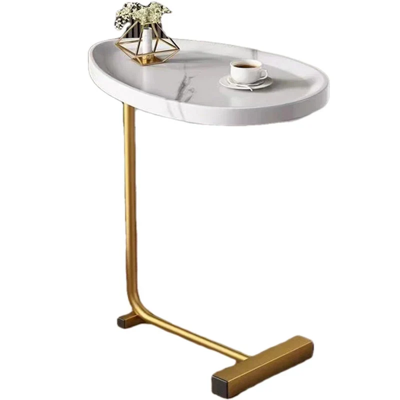 C-Shaped Side Table with Metal Frame, Set of 2 – White