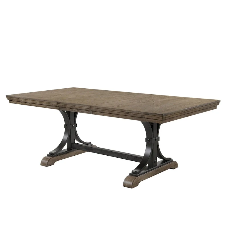 8-Piece Table with Nail Head Bench and Arm Chair Dining Set, Driftwood