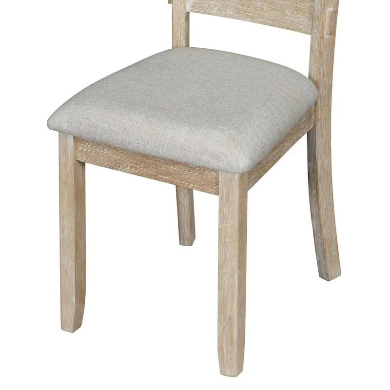 6-Piece Rubber Wood Dining Table Set with Beautiful Wood Grain Pattern Tabletop