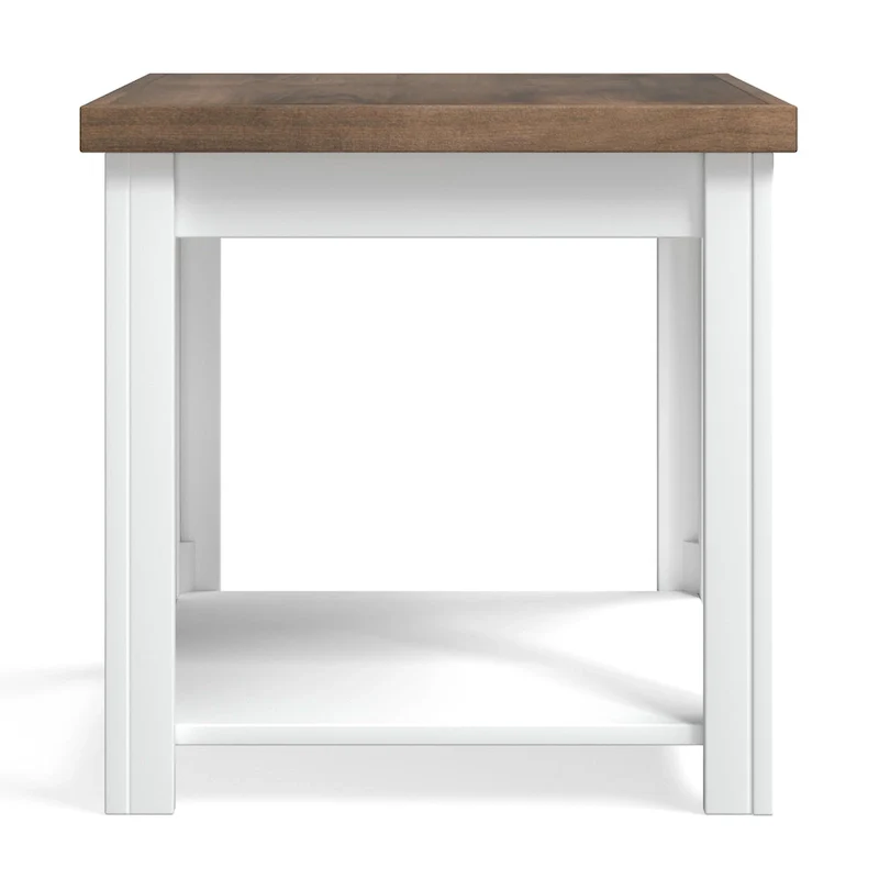 Modern Farmhouse Style 24-Inch Side Table — No Assembly Required, Two-Tone Finish