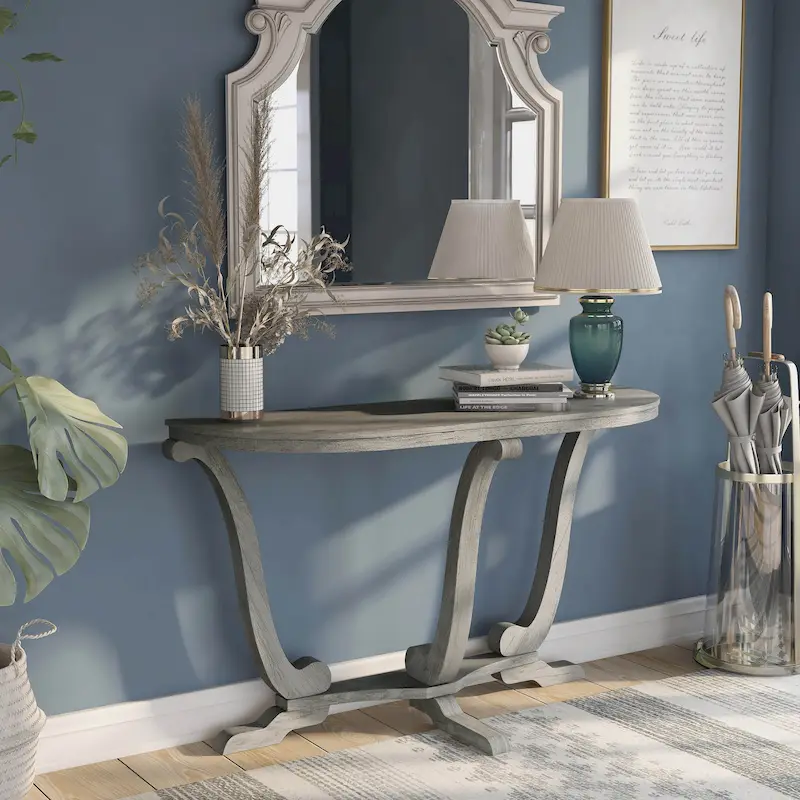DH BASIC Farmhouse Vintage Grey Oak 48-inch Entryway Console Table by Denhour