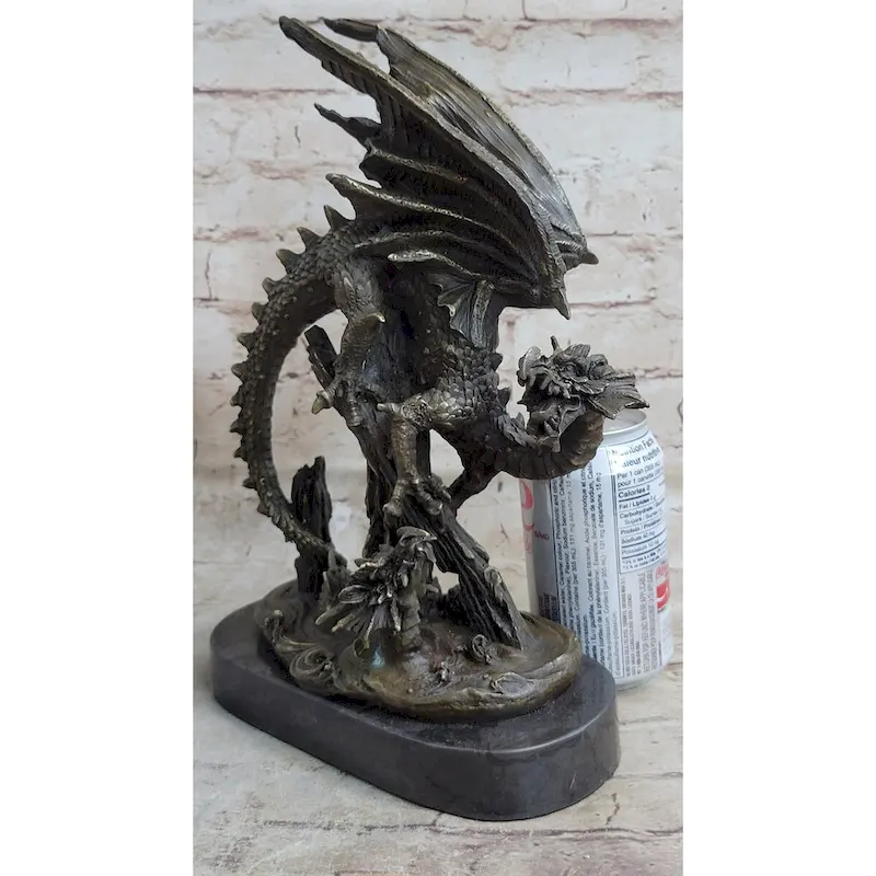 Bronze Dragon Statue Chinese Asian Art Sculpture Home Decor Sculpture Lost Wax