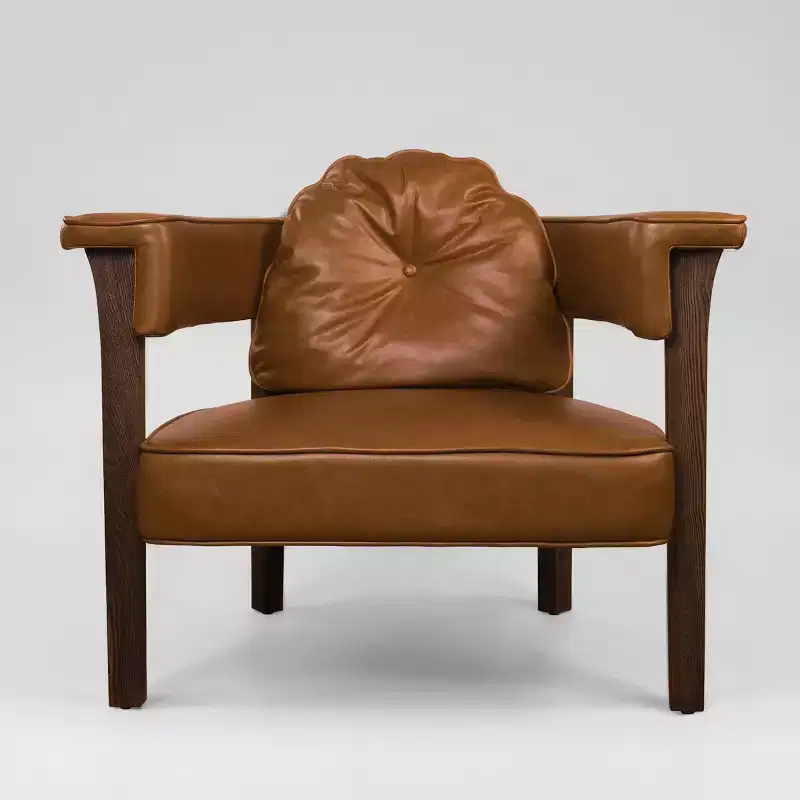 Art Leon Leather Chair with Ash Wood Frame