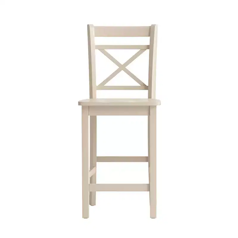 Set of 2 Armless X-Back Counter Height Chairs - Cherry / Cream - Seats 2