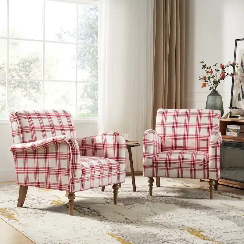 Mandan 29.5 Wide Traditional Accent Armchair with Solid Wood Legs Set of 2 by HULALA HOME