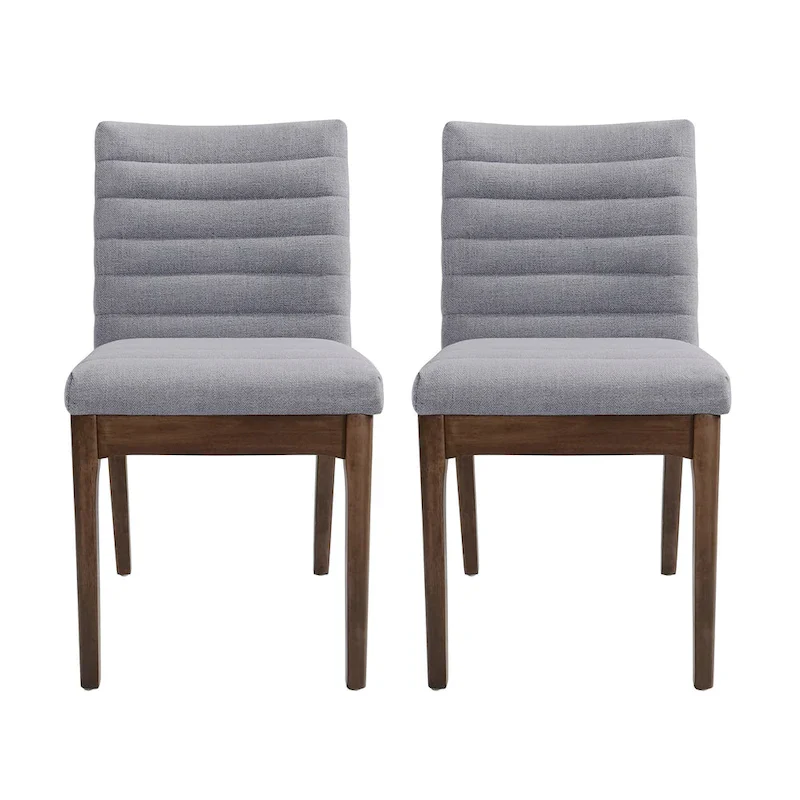 Mid-Century Modern Channel Stitch Dining Chairs - Set of 2