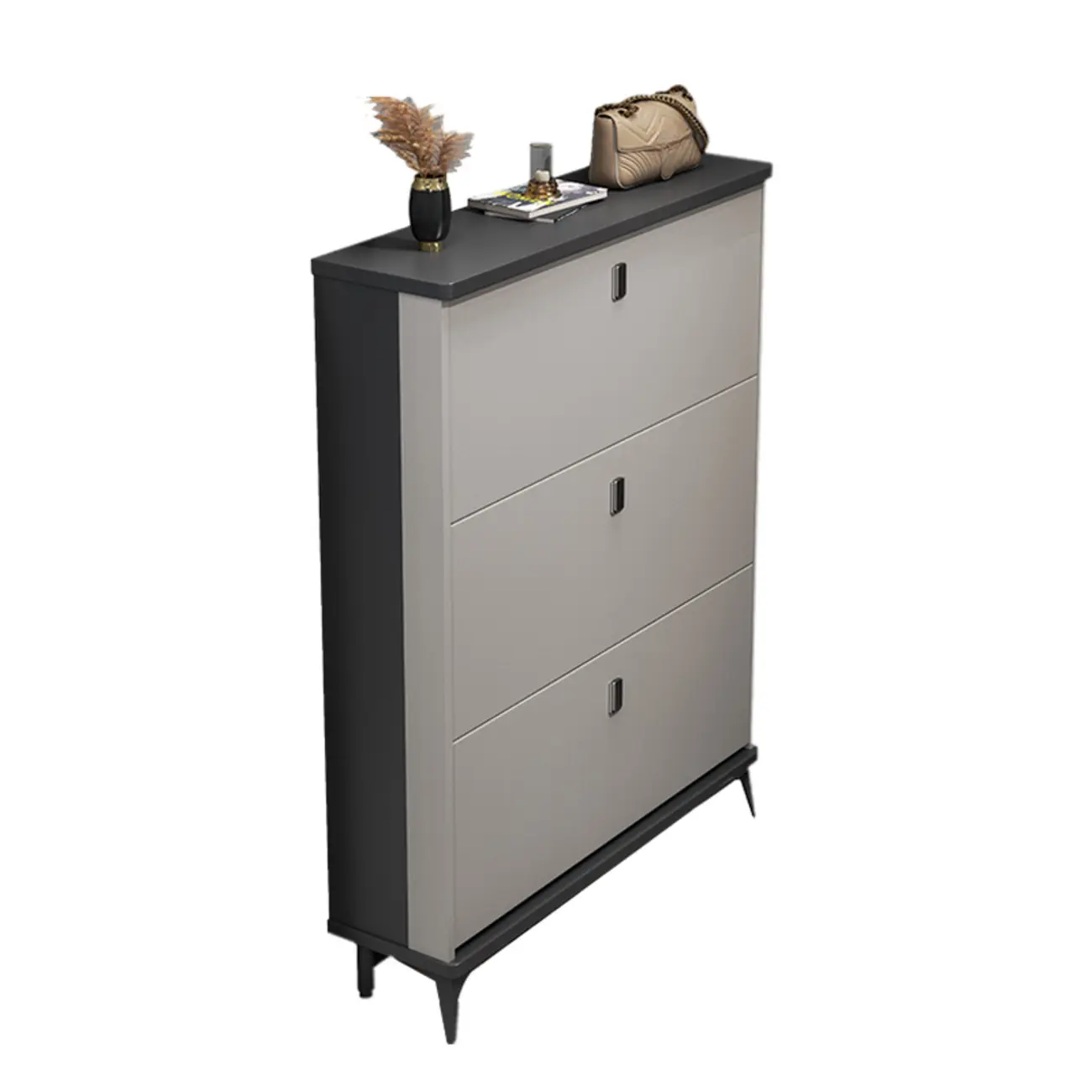 Modern Wood Shoe Cabinet with Adjustable Shelves, Entryway