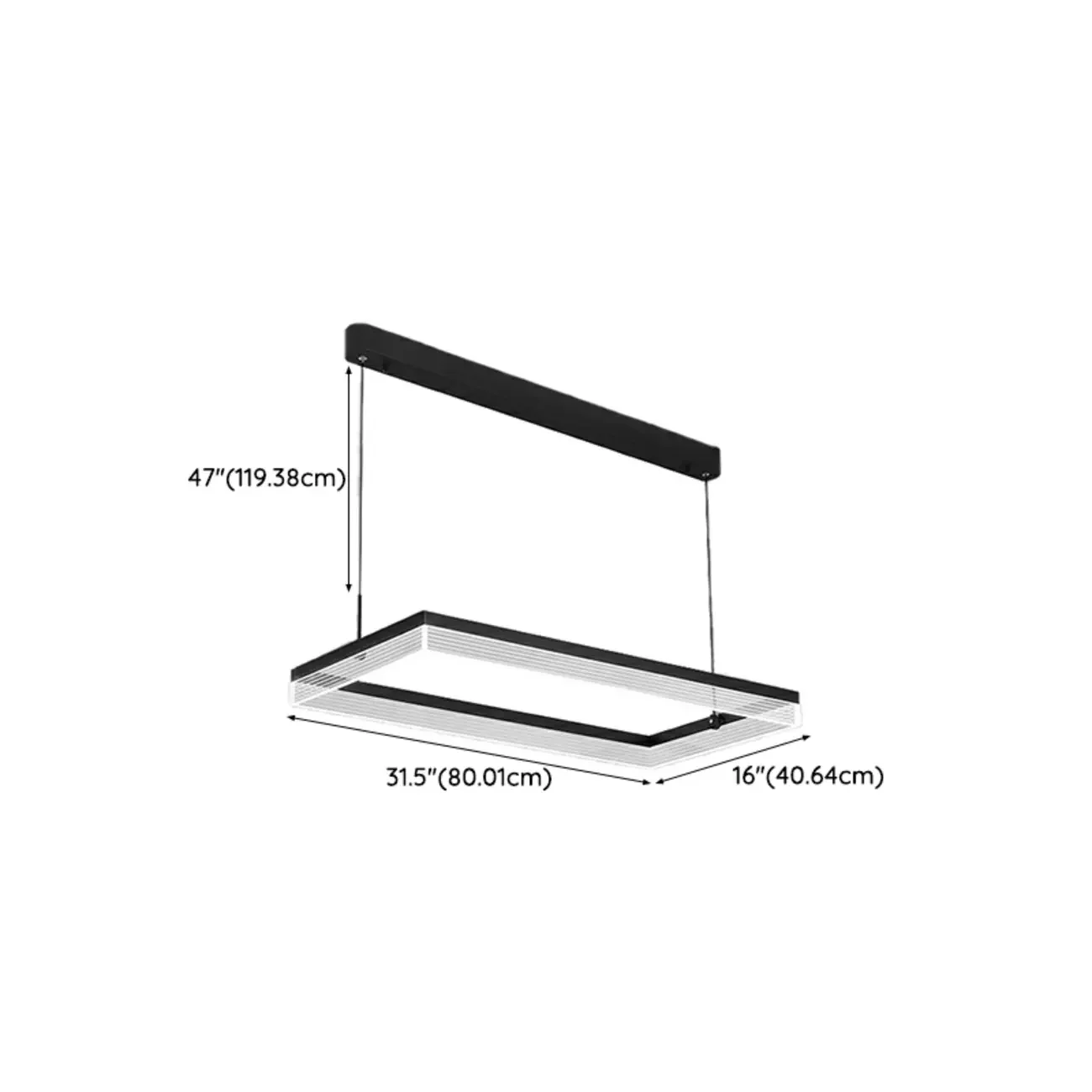 Modern Black Rectangular LED Island Pendant Light