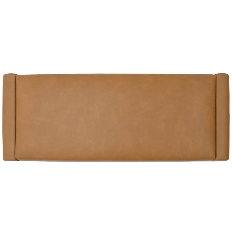 Tan Faux Leather Waterfall Bench - 47 Inch - Seats 2-3