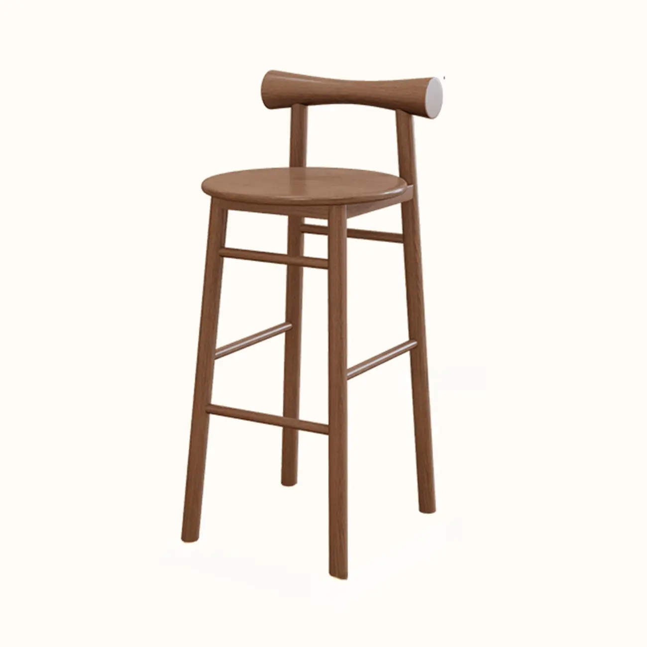 Simplistic Cushioned Round Wood Bar Stools with Backs