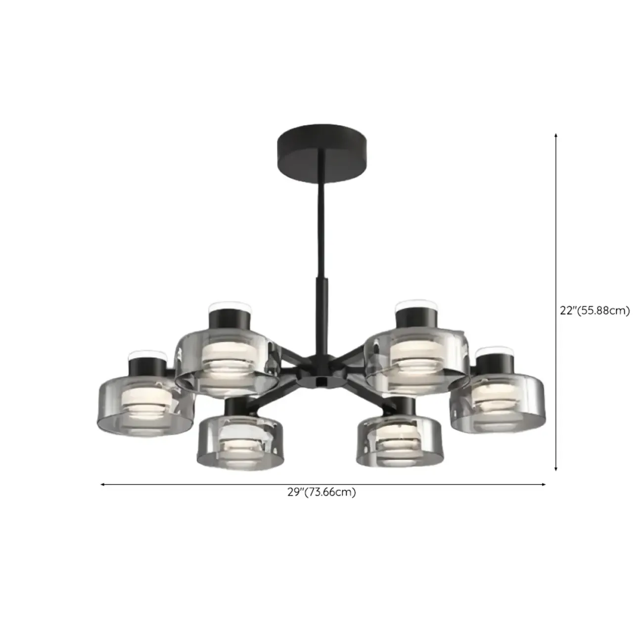 Modern Black Circle Round Glass LED Chandelier