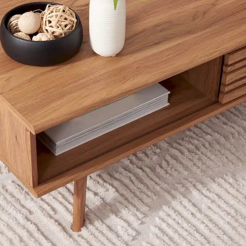 SAFAVIEH Ameetha Mid-Century 1-Shelf Walnut Coffee Table - 46 W x 23 D x 16 H - 46Wx23Dx16H