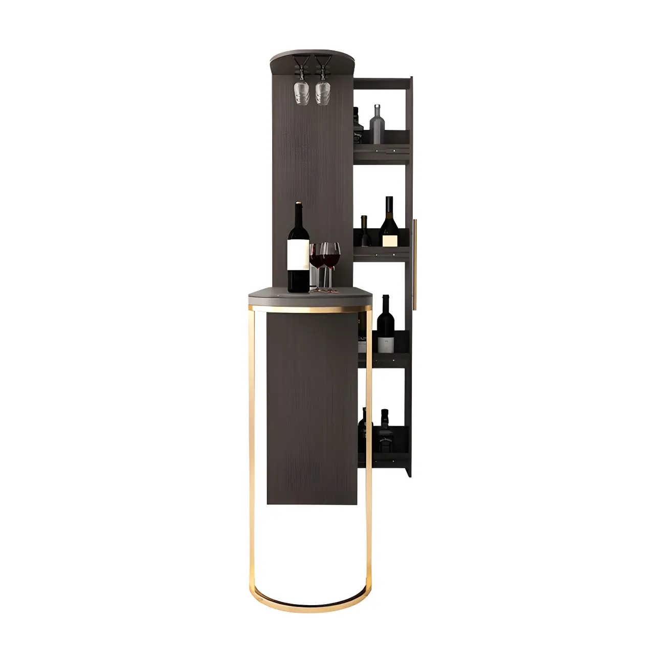 Modern Adjustable Bar Table with Wine Cabinet for Home