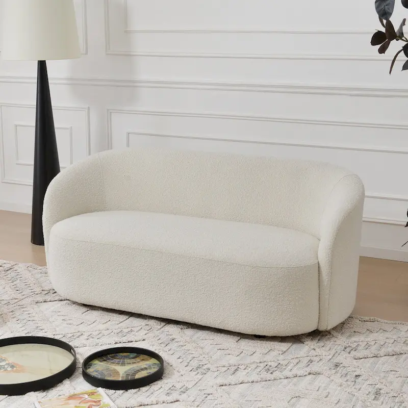 KINWELL Sherpa Upholstered Loveseat Boucle Sofa Couch, 68W