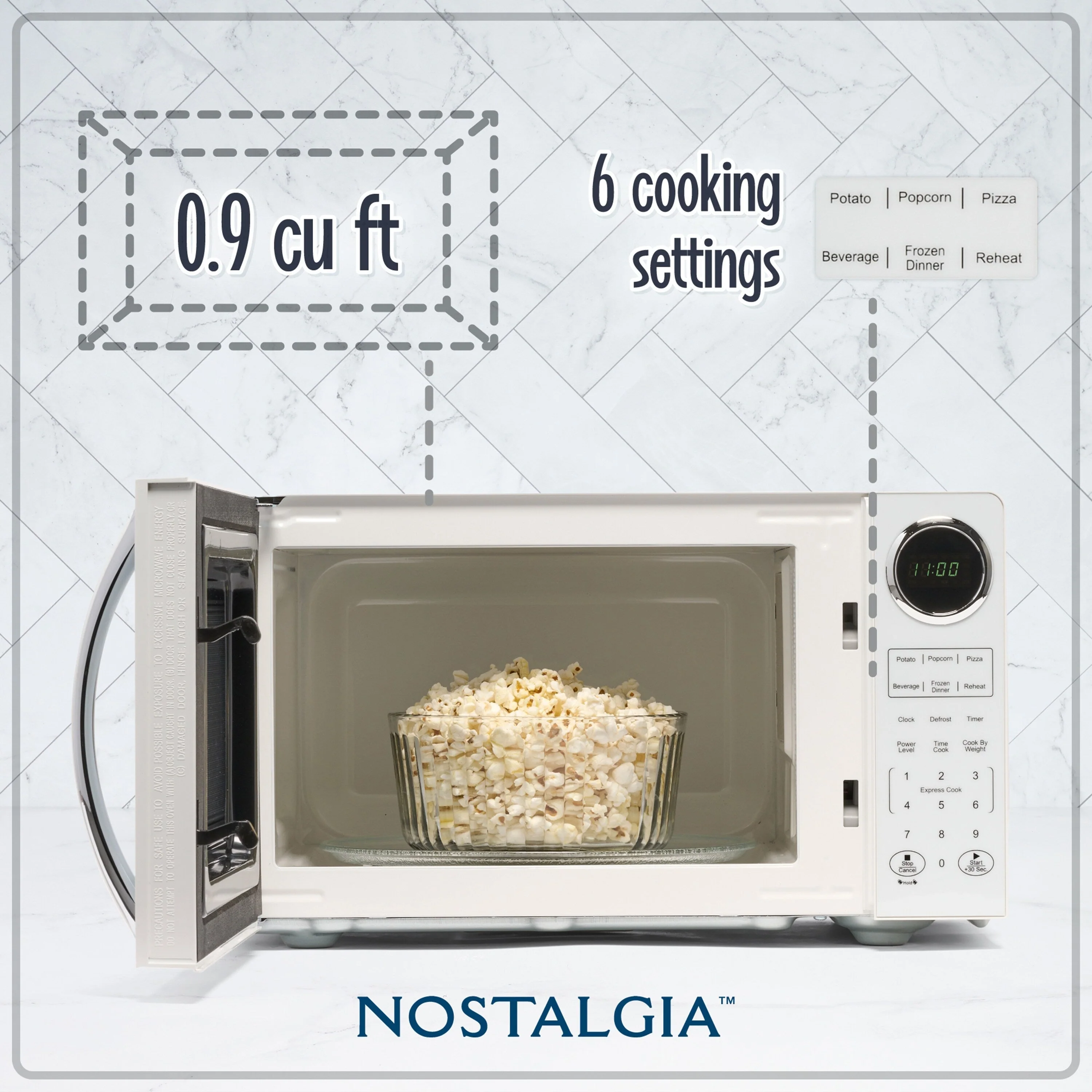 Nostalgia Retro 0.9 Cubic Foot Countertop Microwave Oven