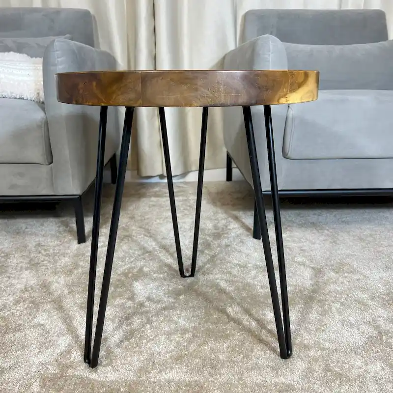 Greenage Teak End Table Solid Live Edge Side Table