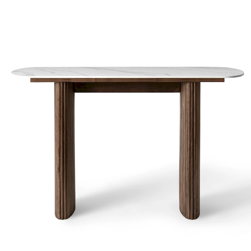Marble Console Table Entryway Table with Fluted Base