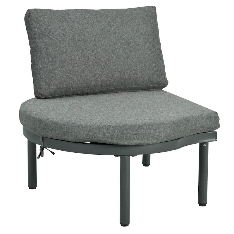 Elegant 8-Piece Modular Half Moon Patio Sofa Set with High-Low Coffee Tables