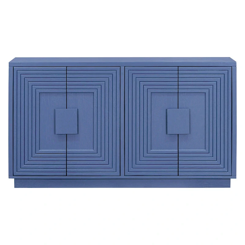 Coffee Bar Cabinet with Storage, Fluted Sideboard Cabinet with 4 Doors, Freestanding Buffet Table with Adjustable Shelves