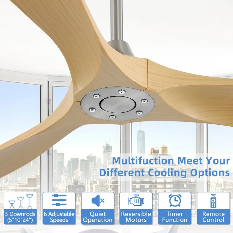 60  Smart Ceiling Fan without Light,Nickel downrod with Plastic Blades
