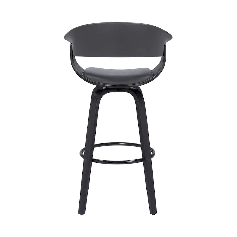 Faux Leather Swivel Counter Bar Chair with Wood Frame and Footrest