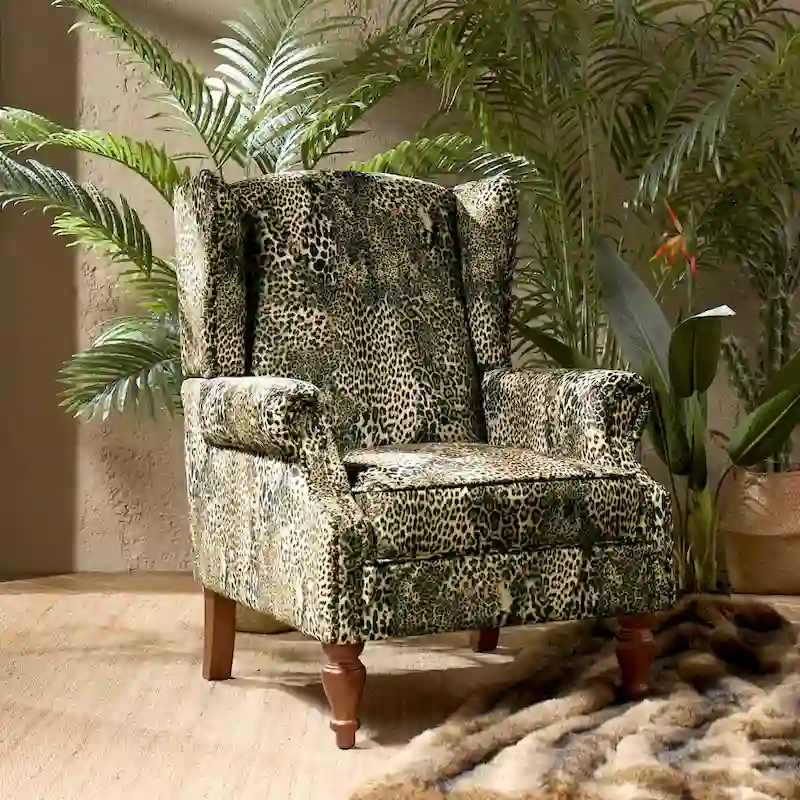 Ivan Traditional Animal Pattern Armchair with Nailhead Trim by