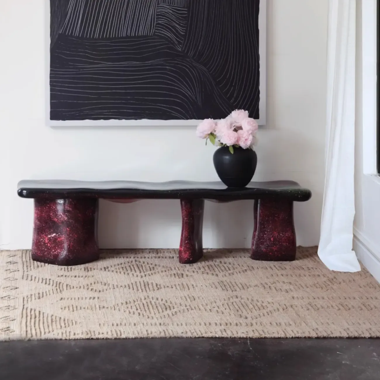 Modern Abstract Fiberglass Entryway Bench