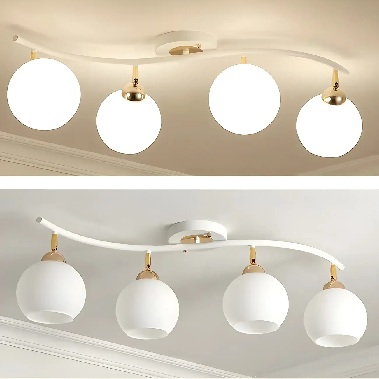 Modern Curved White Glass Dome Semi Flush Track Light