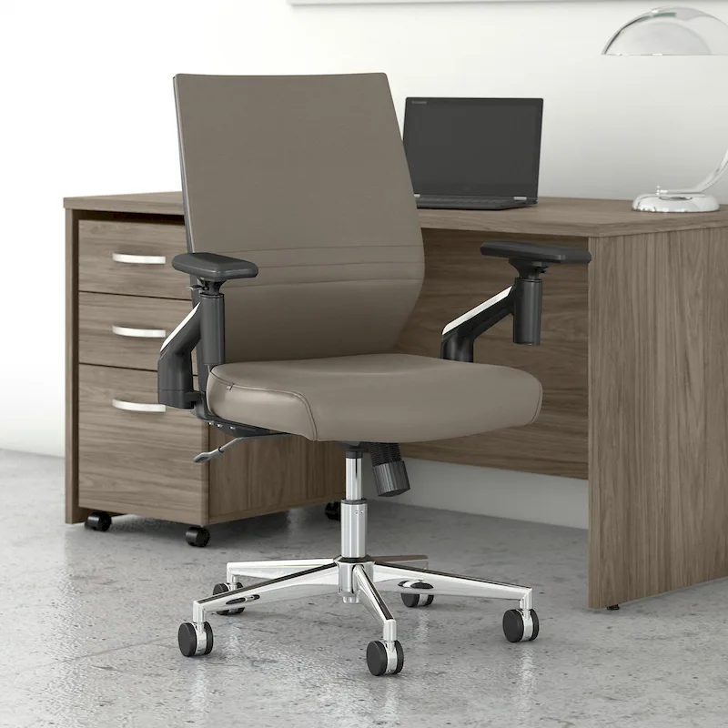 Mid Back Bonded Leather Office Chair with Adjustable Height and Armrests