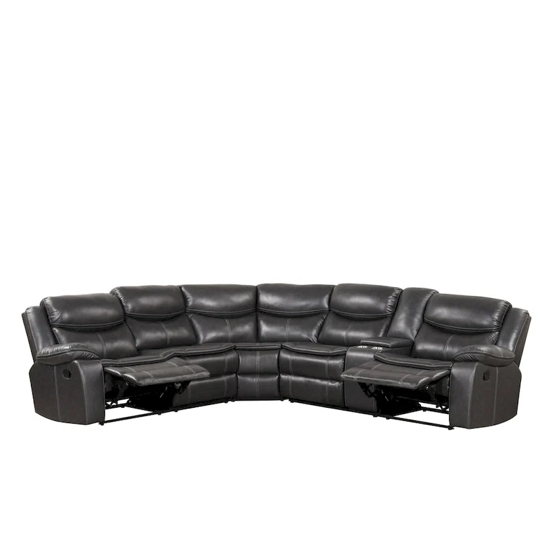 Transitional Faux Leather Reclining Sectional Sofa
