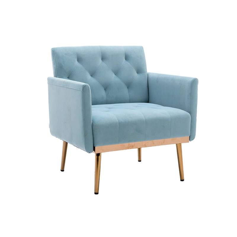 Velvet Upholstered Tufted Accent Chair With Golden feet