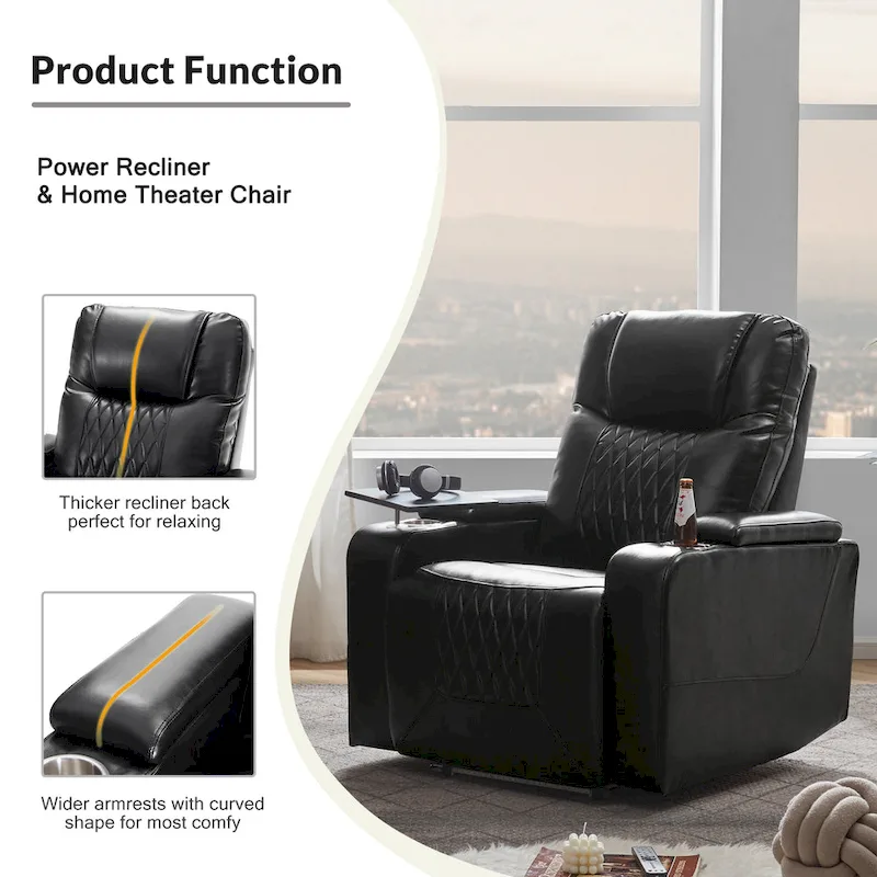 Nestfair Power Motion Recliner with 2 Cup Holders and 360 Swivel Tray Table