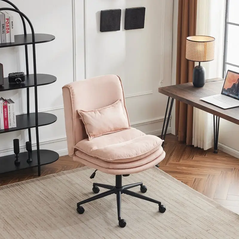 Upholstered Armless Polyester Fiber Task Office Chair With Wheels