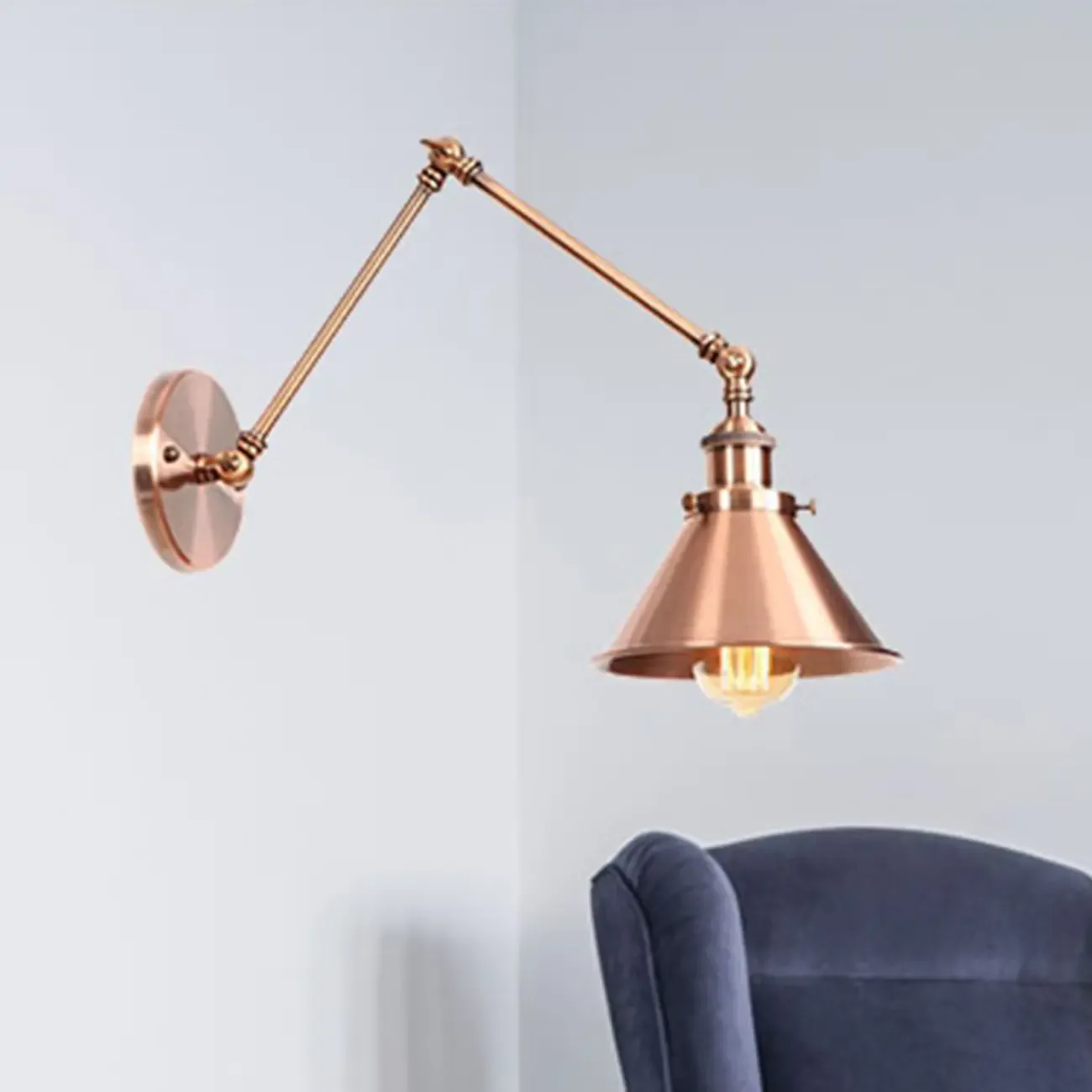 16-Inch Swing Arm Retro Metal Adjustable Wall Light