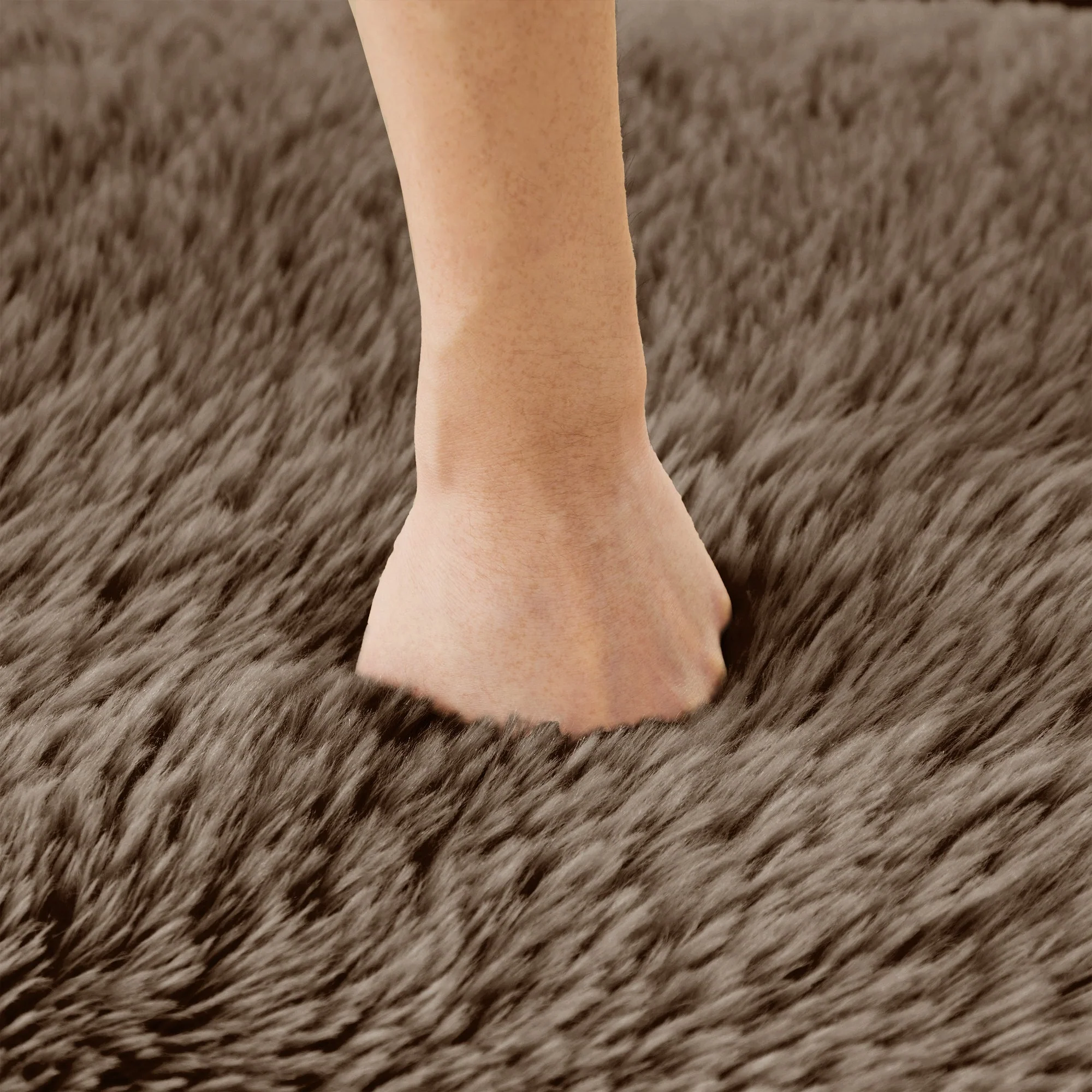 Soft Teddy Plush Ergonomic Design L-shaped Loveseat Sofa with Ottoman