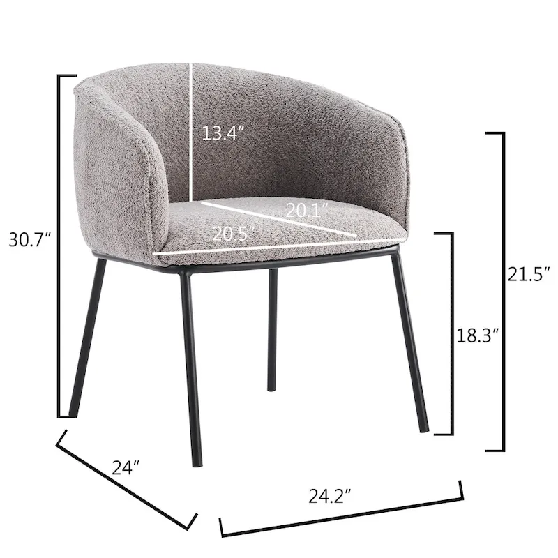 Set of 1 Boucle Upholstered Accent Barrel Armchair